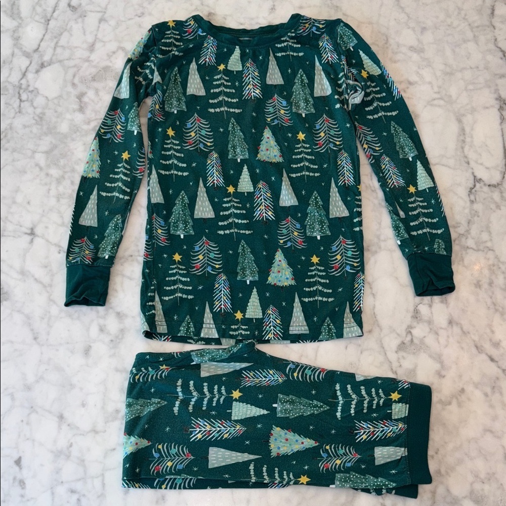Little Sleepies Green Tree Pattern Pajama Set 7/8Y